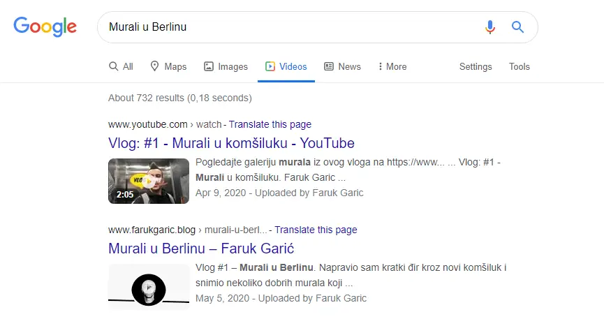 Google Video Search results for phrase "Murali u Berlinu"
